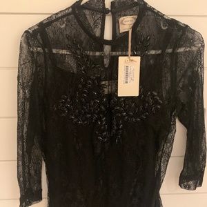 Joyfolie Black Sheer Blouse